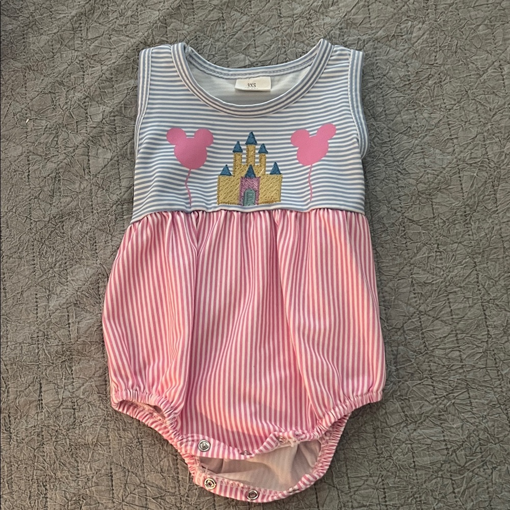 Striped Pink and Gray Baby Romper